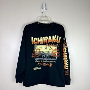 Naruto Shippuden Ichiraku Ramen Shop T Shirt Size M Black Orange Anime